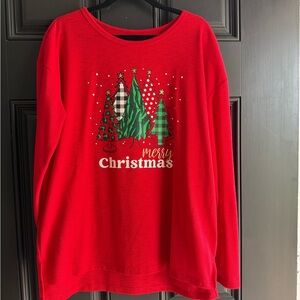 Red Merry Christmas Sweater with Tree Design